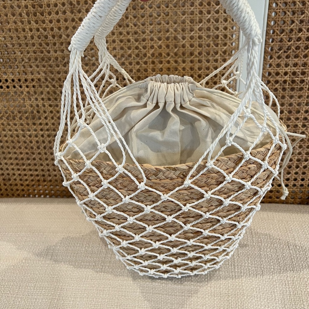 J. Crew Sedona basket bag in straw white NWT